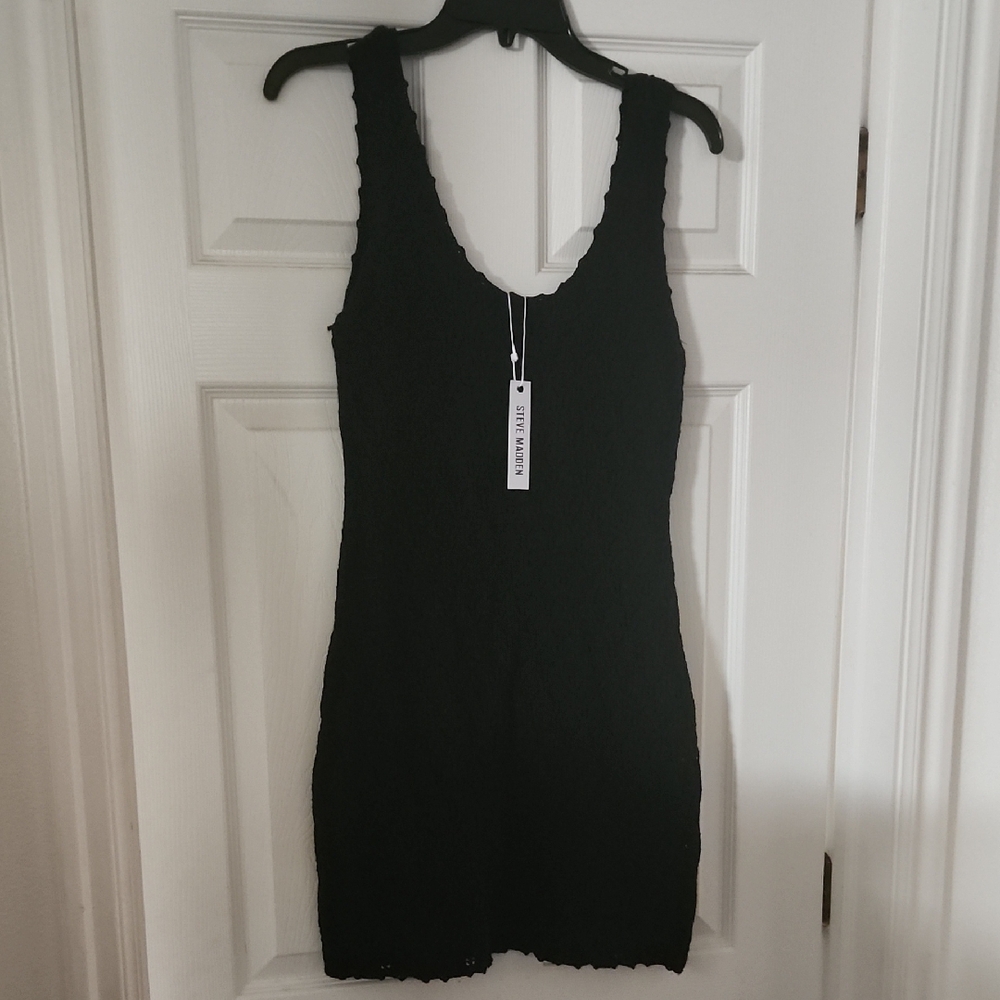 Steve Madden Black Textured Mini Dress